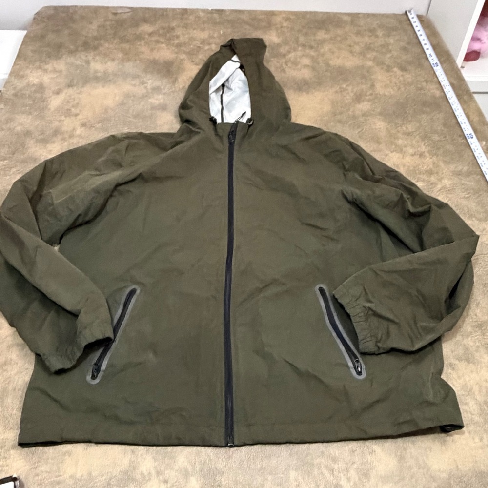 Old Navy Active Windbreaker Jacket Mens XXL Olive Green Hooded Full Zip 1166